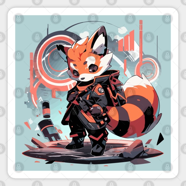 Cyber punk red panda Magnet by etherElric